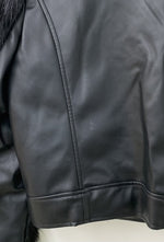 エイミーイストワール eimy istoire ファー コンビ ライダース 1118601152-0 ジャケット 無地 ブラック Sサイズ 201LT-95