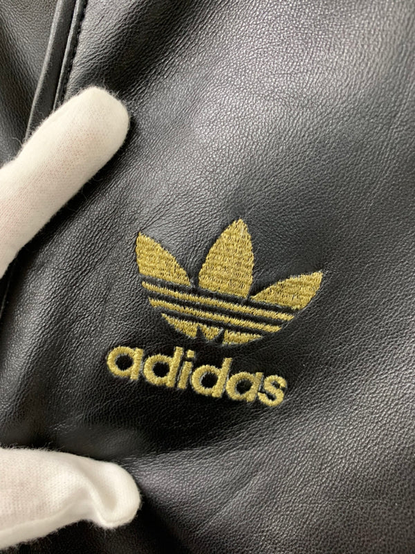 アディダス adidas トラックジャケット ブルゾン ラムレザー 羊革 ジャケット ワンポイント ブラック SSサイズ 201MT-1204