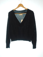 ネオンサイン NEON SIGN V-NECK SWEATER BLK Vネック セーター 長袖カットソー 薄手ニット トップス サイズ44 黒 日本製 713 セーター 無地 ブラック 101MT-451