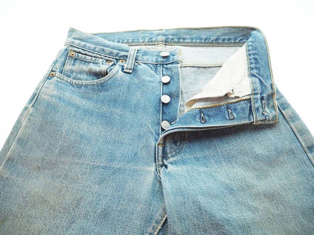 リーバイス Levi's 501 66後期 ヴィンテージデニム ジーンズ W29×L30 29インチ ボタン裏6 赤耳 スモールe デニム 無地  ブルー 101MB-144