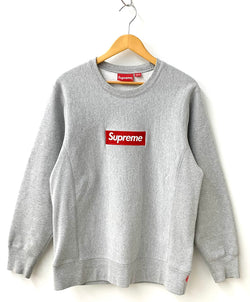 シュプリーム SUPREME ボックス ロゴ Box Logo クルーネック プルオーバー トレーナー スウェット 刺繍 グレー Mサイズ 201MT-1375