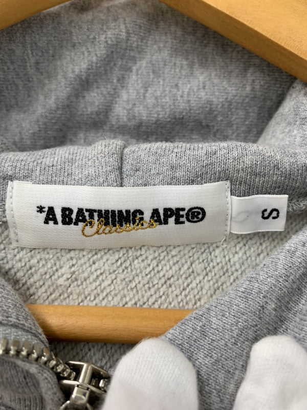 アベイシングエイプ A BATHING APE ジップアップ パーカー フーディー 猿 ロゴ ベイプ パーカ プリント グレー Sサイズ 201MT-764