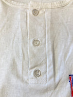 チャンピオン Champion 80's トリコタグ Tシャツ トップス 白 ホワイト ボタン WISCONSIN ライン ロンT ホワイト LLサイズ 101MT-720