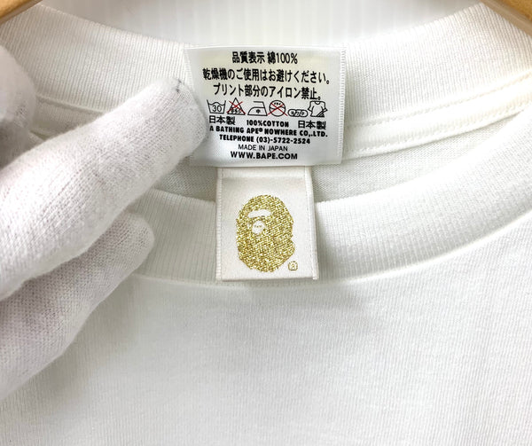 アベイシングエイプ ABATHINGAPE ベイプ BAPE シャーク Tシャツ ロゴ ホワイト LLサイズ 201MT-1621