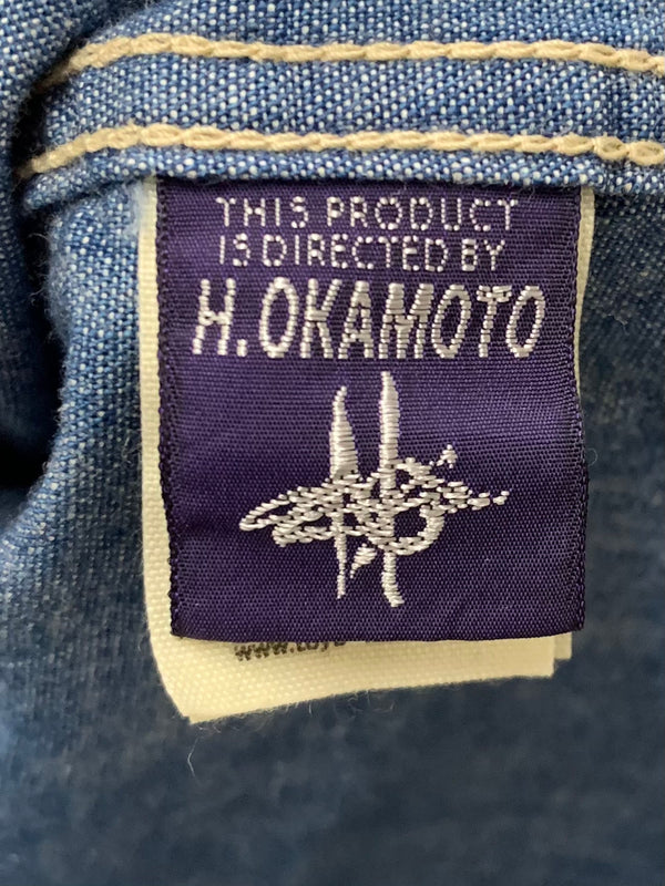 トイズマッコイ TOYS McCOY H.OKAMOTO デニムシャツ 14サイズ 長袖シャツ ロゴ ブルー 201MT-1841