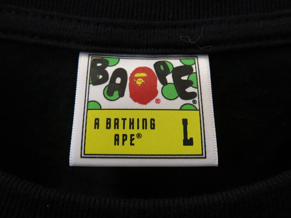 A BATHING APE アベイシングエイプ エイプ Tシャツ 半袖 トップス プリント ロゴ ブラック 黒 袋付き サイズL TEE 1F20110105 メンズ (TP-721)