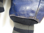 Champion チャンピョン チャンピオン スタジャン ジャケット JKT 牛革 グレー ブルー 灰色 青 ライン ロゴ ジップ サイズL メンズ (TP-693)