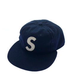 【中古】シュプリーム SUPREME Ebbets S Logo Fitted 6-Panel USA製 ロゴ ウールキャップ 帽子 メンズ帽子 キャップ ロゴ ネイビー 201goods-267