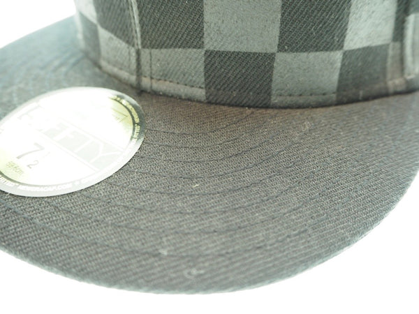 【中古】ナンバーナイン NUMBER (N)INE ニューエラ NEW ERA 59FIFTY キャップ ブロックチェック 市松模様 サイズ 59.6cm 7 1/2 帽子 メンズ帽子 キャップ 刺繍 ブラック 101hat-16