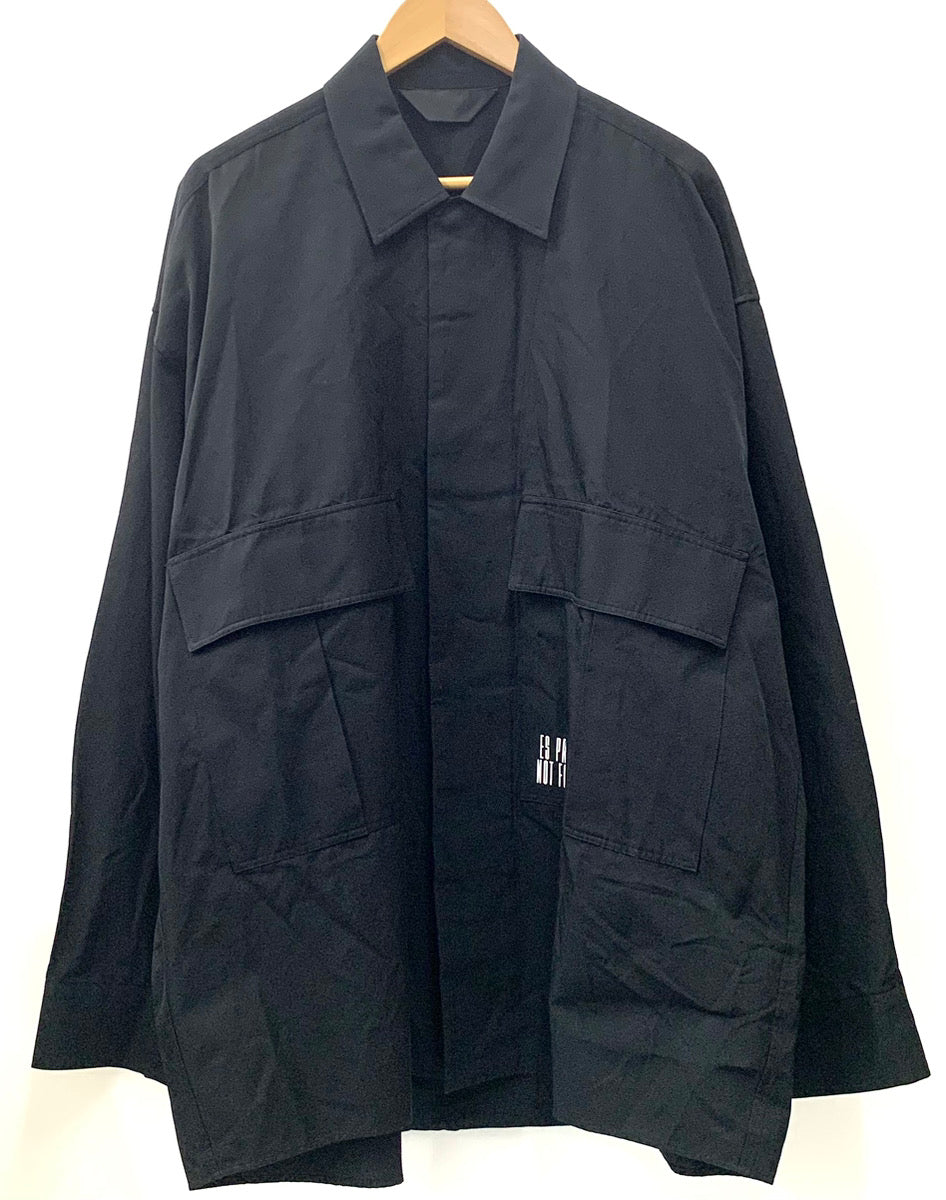 エッセイ ESSAY OVERSIZED OPEN COLLAR SHIRT オーバーサイズ 長袖シャツ ロゴ ブラック Sサイズ 201MT-1870