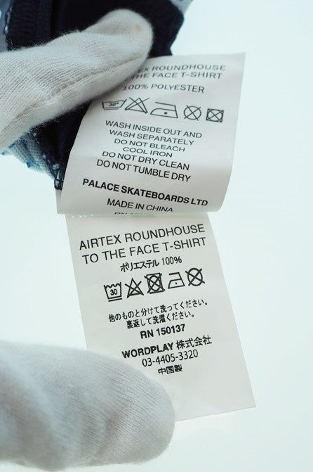 パレス PALACE Airtex Roundhouse To The Face T-shirt skateboard スケートボード メッシュ 半袖 青 刺繍 ロゴ Tシャツ グラデーション ブルー Mサイズ 101MT-41