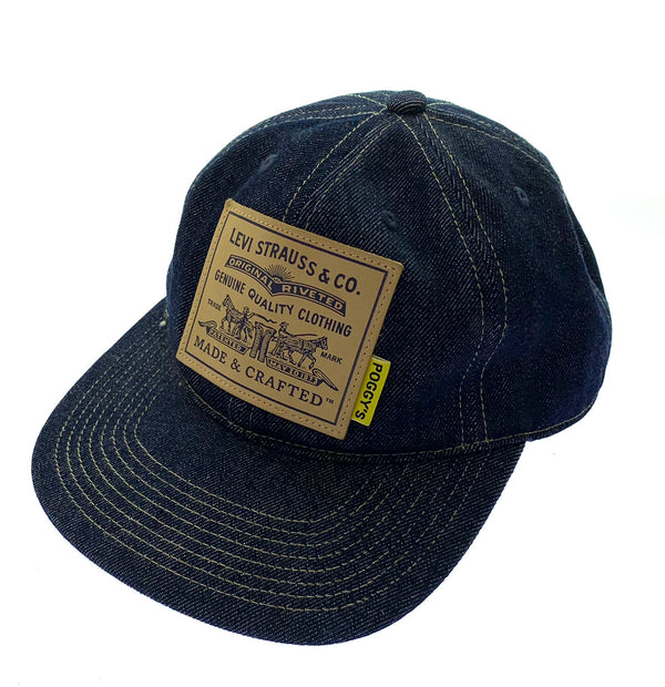 【中古】リーバイス Levi's ポギー POGGY`S デニムキャップ 革パッチ 帽子 メンズ帽子 キャップ ロゴ ブルー 201goods-270