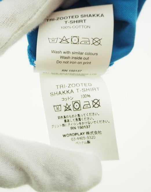 パレス PALACE SKATEBOARDS TRI-ZOOTED SHAKKA T-SHIRT バックプリント ロゴ  Tシャツ プリント ブルー Mサイズ 101MT-66