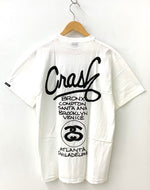 ステューシー STUSSY 00’s CUSTOMADE ワールドツアー Tee Crash Tシャツ ロゴ ホワイト Lサイズ 201MT-1111