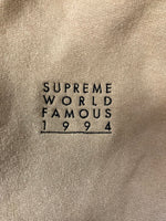 シュプリーム SUPREME  World Famous Zip Up Hooded Sweatshirt 18SS パーカー ジップ ベージュ ロゴ 刺繍ロゴ  パーカ ロゴ ベージュ Mサイズ 101MT-566