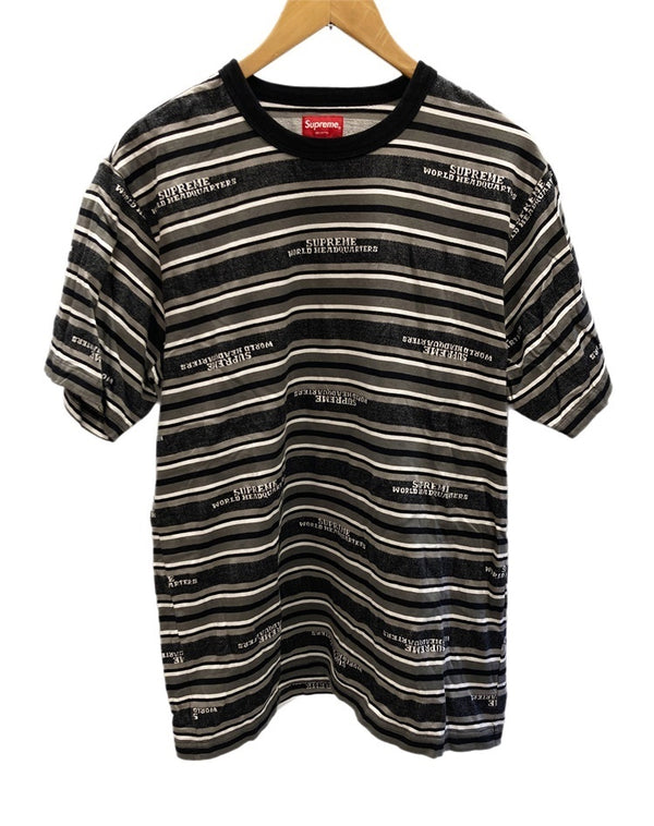 シュプリーム SUPREME HQ Stripe S/S Top FW18 半袖 トップス ロゴ 黒  Tシャツ ボーダー ブラック Lサイズ 101MT-1844