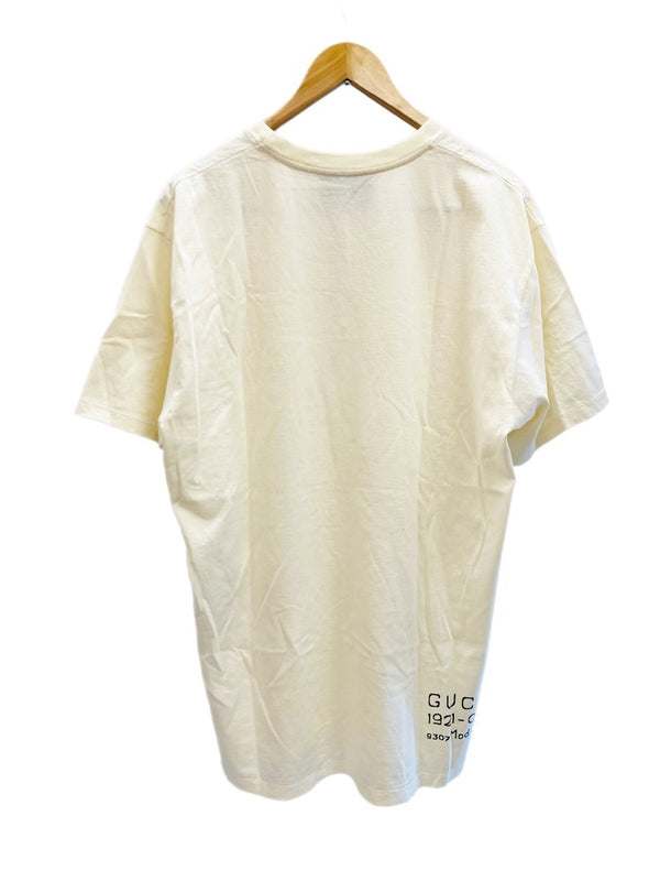 グッチ GUCCI 1921-025 9307 Mod. 334 LOGO Cream バックプリントTシャツ ロゴ クルーネック 半袖カットソー  クリーム系カラー XL Tシャツ 無地 LLサイズ 101MT-1829