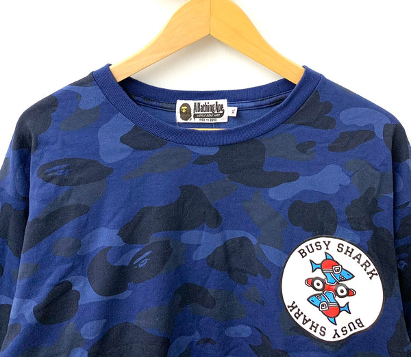 ア ベイシング エイプ A BATHING APE ファーストカモ 1st カモ WGM ロンT ロゴ ネイビー XLサイズ 201MT-1884