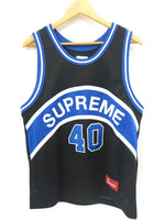 Supreme シュプリーム 17SS Curve Basketball Jersey カーヴ バスケットボール ジャージー バスケシャツ ユニフォーム タンクトップ ジャージ ロゴ トップス ポリエステル ブラック 黒 ブルー 青 袋付き サイズM メンズ (TP-803)