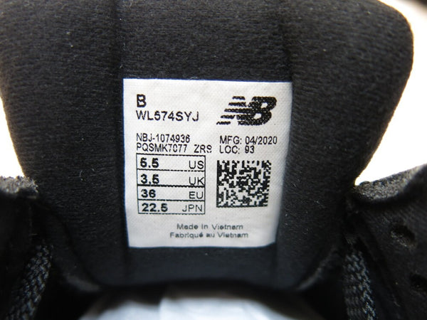 New Balanc ニューバランス WL574 レトロ ランニングシューズ BLACK ブラック系 ブラック スニーカー シューズ 靴 箱付き サイズ22.5cm レディース WL574SYJ (SH-488)