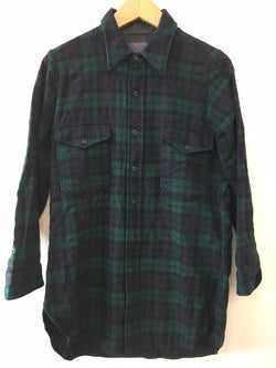 PENDLETON 70～80年代　ウールチェックシャツ　サイズ16　グリーン系
