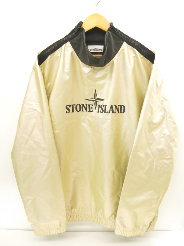 STONE ISLAND レインボーカラー テクニカル ファブリック スウェットシャツ ジャケット JKT トップス ライトアウター レインボークリーム ゴールド ベージュ ロゴ ジップ ファスナー サイズXL メンズ 6915646M1 (TP-781)