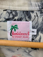 レミニセンス Reminiscence アロハシャツ ハワイアンシャツ 和柄 半袖シャツ 総柄 ホワイト Mサイズ 201MT-958