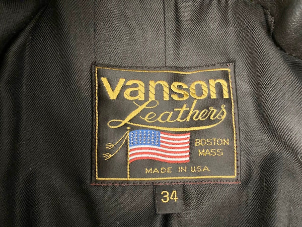 バンソン VANSON ライダース ブラック系 黒 BOSTON MASS  サイズ34 ジャケット 無地 ブラック 101MT-1219