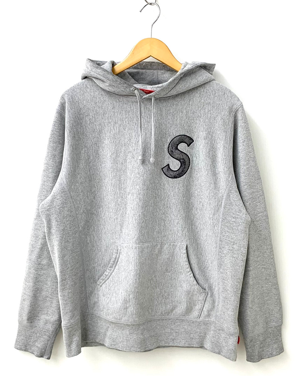 supreme Sロゴ　hooded Sweatshirt パーカー　グレー　M