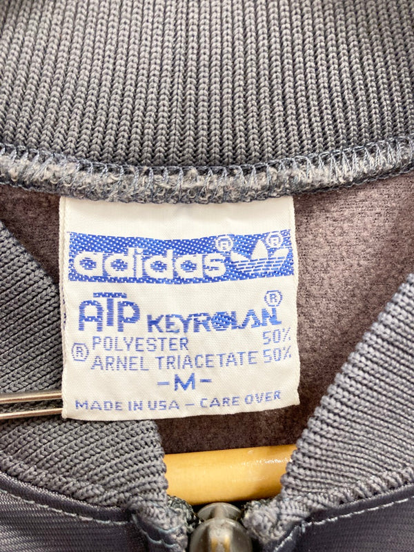 アディダス adidas 70s~80s ヴィンテージ トラックジャケット ATP KEYROLAN USA製  トレフォイル 古着  ジャージ ライン グレー Mサイズ 101MT-1950