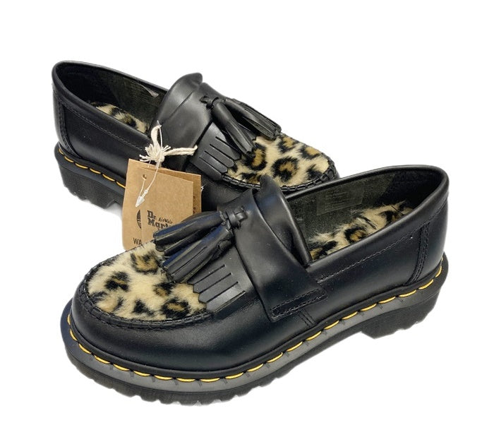 ドクターマーチン Dr.Martens ADRIAN LEOPARD FUR TASSLE LOAFER エイドリアン レオパード ファー タッセル  ローファー ヒョウ柄 黒 レディース靴 その他 ブラック UK3(参考サイズ約23cm) 101-shoes1354