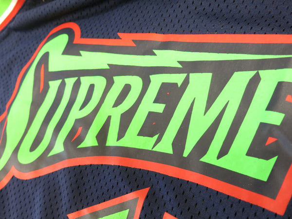 Supreme シュプリーム Bolt Basketball Jersey 18SS ブランドロゴメッシュ バスケ タンクトップ バスケットボール ジャージ ロゴ  ネイビー 紺 グリーン 緑トップス ポリエステル 袋付き サイズM メンズ (TP-802)