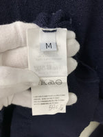 メゾンキツネ Maison Kitsune Vネック ニット メリノウール セーター 刺繍 ネイビー Mサイズ 201MT-628