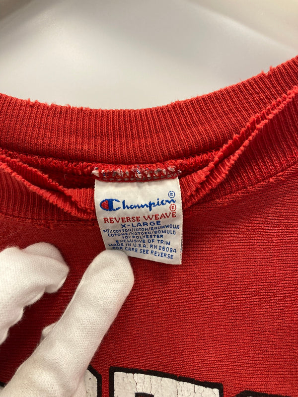 チャンピオン Champion REVERSE WEAVE リバースウィーブ スウェット プルオーバー USA製 古着 ヴィンテージ カレッジ 2段 ボストンユニバーシティ 赤 XL スウェット プリント レッド LLサイズ 101MT-1562