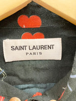 サンローラン Saint Laurent リップ ハート ノースモーキング カジュアルシャツ 長袖 トップス 黒 サイズ38 長袖シャツ 総柄 ブラック 101MT-1779