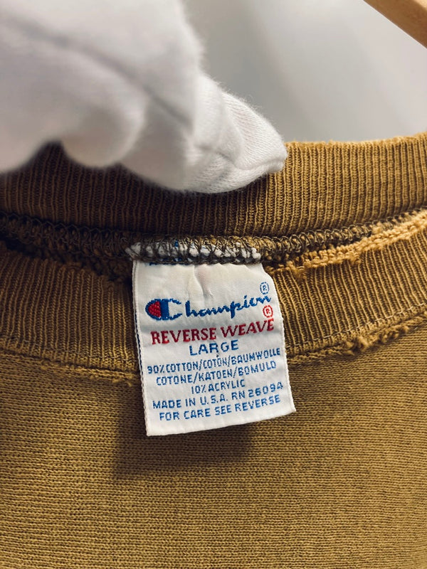 チャンピオン Champion 90s リバースウィーブ REVERSE WEAVE ヴィンテージ スウェット プルオーバー トップス アメリカ製 USA製  茶 スウェット 無地 ブラウン Lサイズ 101MT-1627