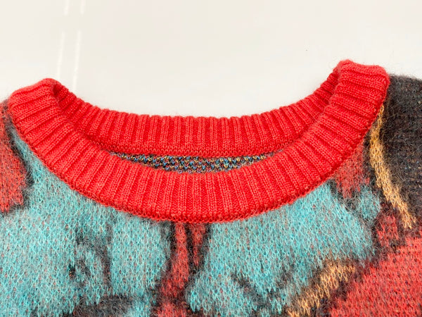 ワコマリア WACKO MARIA YULA 百女図 MOHAIR KNIT JACQUARD SWEATER モヘア プルオーバー ニット 22AW RED マルチカラー Made in JAPAN 日本製  セーター 総柄 マルチカラー Lサイズ 101MT-1436