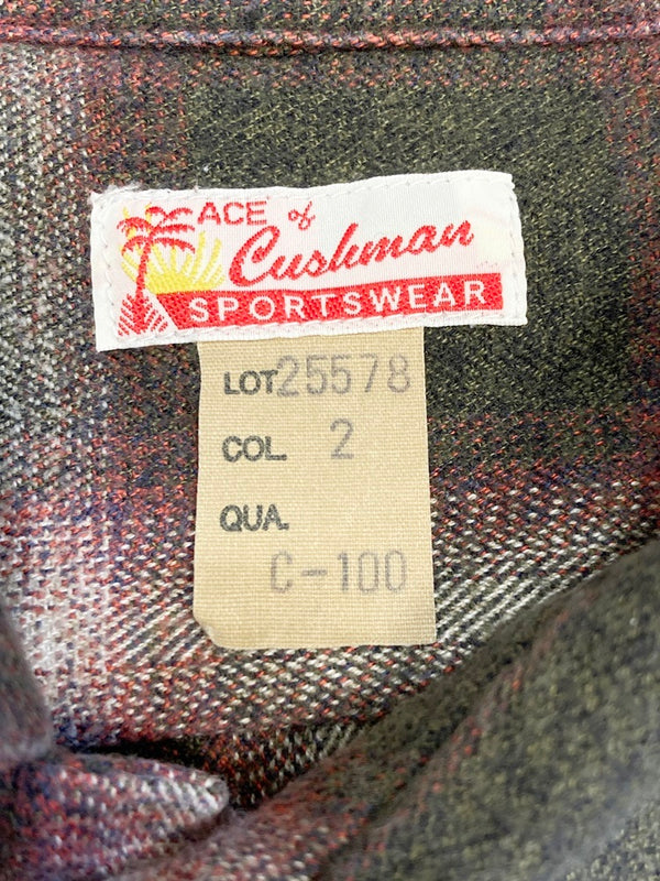 クッシュマン CUSHMAN OMBRE CHECK OPEN COLLAR SHIRTS オンブレチェック オープンカラーシャツ 0583934088 レッド系 25578 長袖シャツ チェック マルチカラー 101MT-1913