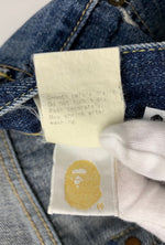 アベイシングエイプ A BATHING APE デニムパンツ ジーンズ R 刺繍 日本製 デニム ワンポイント ブルー Lサイズ 201MB-242