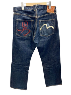 エヴィス EVISU No2 NO2 男 カモメペイント セルビッチ 赤耳 デニムパンツ ジーンズ ジーパン Made in JAPAN 日本製  Lot 2000 デニム プリント ネイビー 34×32 101MB-323