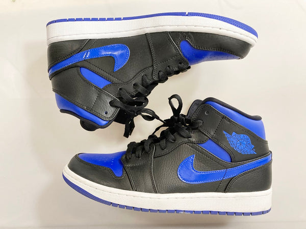 ナイキ NIKE AIR JORDAN 1 MID BLACK/HYPER ROYAL-WHITE エア ジョーダン 1 ミッド ブラック/ハイパーロイヤル  ブラック系 黒 ブルー系 青 シューズ 554724-068 メンズ靴 スニーカー ブラック 27.5cm 101-shoes833