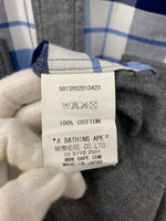 アベイシングエイプ A BATHING APE コットンシャツ 日本製 グレー×ブルー系 001SH0201042X 長袖シャツ チェック グレー Lサイズ 201MT-864
