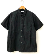 グラフペーパー Graphpaper STRETCH TYPEWRITER S/S BOX SHIRT 日本製 GM201-50081B 半袖シャツ 無地 ブラック 201MT-1072