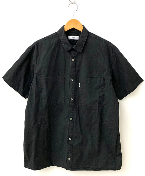 グラフペーパー Graphpaper STRETCH TYPEWRITER S/S BOX SHIRT 日本製 GM201-50081B 半袖シャツ 無地 ブラック 201MT-1072