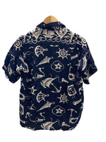サンサーフ SUN SURF NAUTICAL DESIGNS アロハシャツ ヨットマリンデザイン 紺 トップス 半袖シャツ 日本製  SS35319 Tシャツ 総柄 ネイビー Sサイズ 101MT-1692