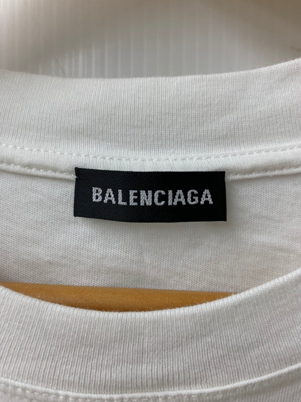 バレンシアガ BALENCIAGA クルーネック Tee Tシャツ ロゴ ホワイト SSサイズ 201MT-1102