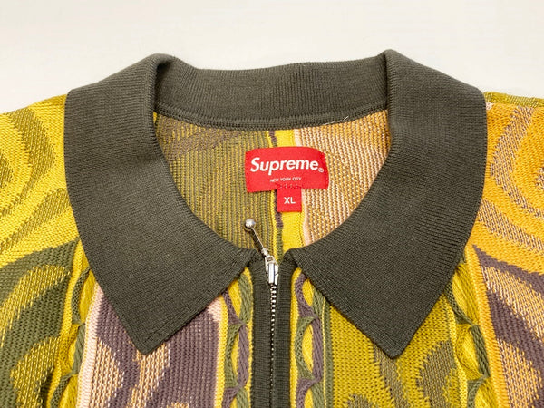 シュプリーム SUPREME Abstract Textured Zip Up Polo Dark Olive 22SS アブストラクト テクスチャ ジップ アップ ポロ  XL セーター 総柄 マルチカラー LLサイズ 101MT-1843