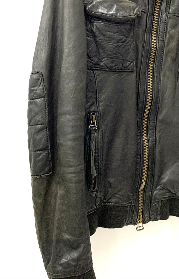 ジョンブル JOHNBULL シングルライダース ブルゾン 本革 ラム革 羊革 ジャケット 無地 ブラック Lサイズ 201MT-1926