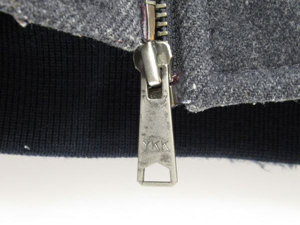 Champion チャンピョン チャンピオン スタジャン ジャケット JKT 牛革 グレー ブルー 灰色 青 ライン ロゴ ジップ サイズL メンズ (TP-693)