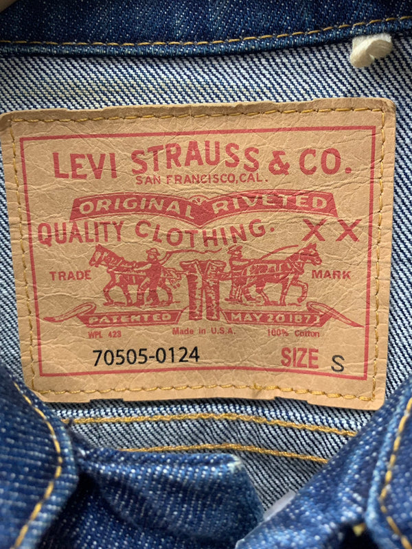 リーバイス Levi's 3rd デニムジャケット リーバイスビンテージクロージング Levi’s Vintage Clothing  LVC 70505-0124 ジャケット ロゴ ネイビー Sサイズ 201MT-1904